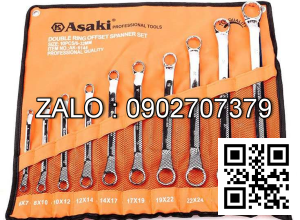 Bộ cờ lê 2 đầu vòng Asaki 10 chi tiết 6-32mm Mạ Crôm bóng AK-6144
