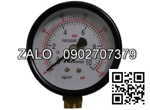 Đồng hồ khô áp suất 0-10 kg/cm2/psi - 100mm KK Gauges