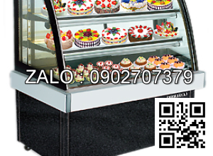 TỦ TRƯNG BÀY BÁNH KÍNH CONG MẦU ĐEN CKE 4SCSB