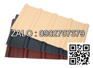 Tôn nhựa PVC/ASA 5 sóng vuông, vàng be dày 2,5mm, 1080x3400mm