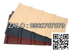 Tôn nhựa PVC/ASA 5 sóng vuông, vàng be dày 2,5mm, 1080x2200mm