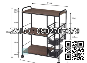 Kệ Lò Vi Sóng Đôi Kệ Khung Sắt Mặt Gỗ Mdf Để Nồi Chiên, Lò Nướng, Dụng Cụ Nhà Bếp