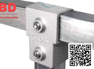 Khớp Nối Sắt Hộp Vuông 40x40mm Không Cần Hàn chữ T 3 chiều - 2 vít