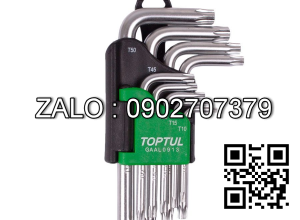 Bộ chìa vặn hoa thị(torx) TOPTUL 9 cây T10-
T50 loại dài Mạ crom GAAL0914