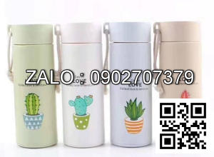 Bình nước thủy tinh bọc nhựa chữ love 400ml – họa tiết màu ngẫu nhiên (Kiện 80 cái)