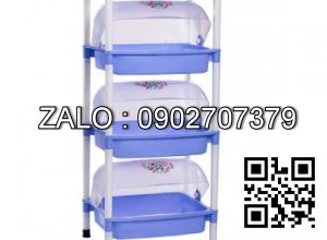 Kệ Chén Có Nắp Nhựa Duy Tân Lớn 3 Ngăn-4 Tầng- Kt- 59.5 X 40.5 X 121 Cm
