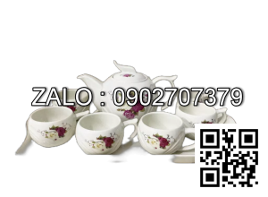 Bộ trà khây bình tròn hoa (nhiều hoa) L8-24