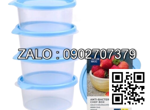 Bộ 4 hộp nhựa Chef tròn 600ml (Kiện 12 bộ)
