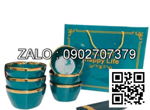 Bộ 6 bát sứ ăn cơm cao cấp kèm đũa (Kiện 20 bộ)