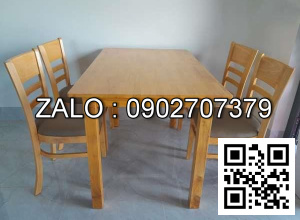 Bộ Bàn Ăn Kèm 4 Ghế Bọc Nệm - Gỗ Cao Su