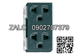 Ổ cắm đôi 3 chấu có màn che (Màu xanh)