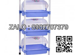Kệ Chén Có Nắp Nhựa Duy Tân Lớn 3 Ngăn-4 Tầng- Kt- 59.5 X 40.5 X 121 Cm