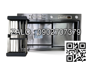 Chậu rửa bát KAGOL KND7846B - CD một hố có bàn, cài dao thớt (780 x460x240mm)