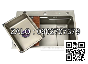 Chậu rửa bát Kagol KNB6845-304 1 hố 304 phủ nano bạc (680x450x230 mm)