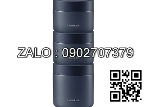 Lock Bộ Hộp Cơm Giữ Nhiệt Lunch Box Lhc8052S01 3 Hộp Giữ Nhiệt Kèm Túi, Muỗng Đũa Màu Xanh - K-Mall