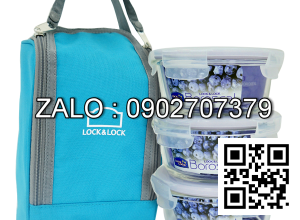 BỘ TÚI HỘP CƠM THỦY TINH CHỊU NHIỆT LOCK&LOCK LLG821BS3