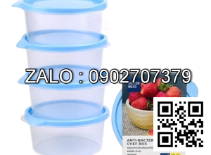 Bộ 4 hộp nhựa Chef tròn 600ml (Kiện 12 bộ)