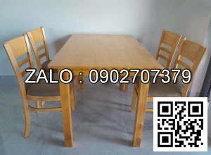 Bộ Bàn Ăn Kèm 4 Ghế Bọc Nệm - Gỗ Cao Su