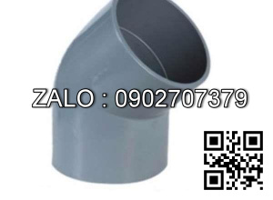 Co nhựa PVC 45 do, phi 60mm, dày 1.5mm, 2 đầu dán keo