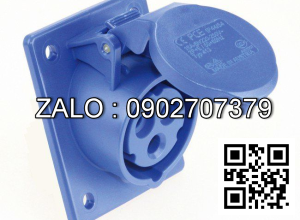 Ổ cắm CN 1 pha PCE 2P+E, 16A/6h-220V, IP44 ( Đế âm dạng thẳng )