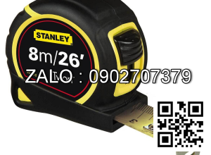 Thước dây Thép Stanley 8mx25mm vỏ cao su
chống trơn 30-656