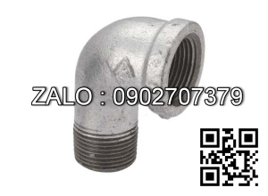 Co góc 90 mạ kẽm ren ngoài , ren trong 3/8