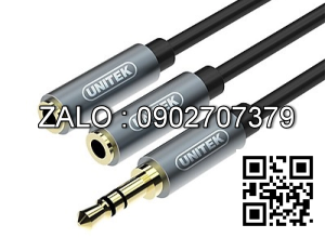 Jack Chia 1 Đầu 3.5 --> 2 Đầu Bông Sen - Unitek 0.2m YC 956ABK