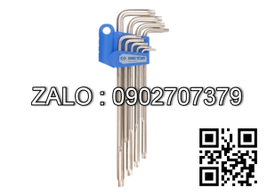 Bộ chìa vặn hoa thị(torx) Asaki 9 cây T10-T50 Mạ crom bóng AK-0196