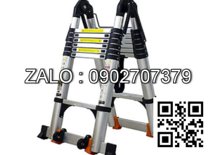 Thang rút đôi đai đen NAKATA có bánh xe TY-641, 9 bậc, cân nặng 23.9kg, chiều dài chữ I 7.2m, chiều cao chữ A 3.6m, gấp gọn 1.11m