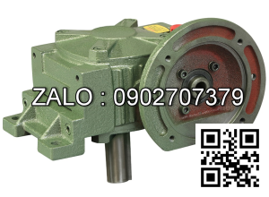 Hộp giảm tốc dạng úp có mặt loa trục vít - bánh vít Yushen vỏ gang , size : 100 , tỉ số truyền 1/10 trục cốt ra hướng xuống dưới Model : WPDX
