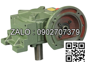Hộp giảm tốc dạng úp có mặt loa trục vít - bánh vít Yushen vỏ gang , size : 200 , tỉ số truyền 1/40 trục cốt ra hướng xuống dưới Model : WPDX