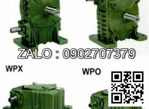 Hộp giảm tốc dạng vuông góc thân đứng vỏ gang , size : 100 , tỉ số truyền 1/50 mặt bích (mặt loa) nằm ở phía dưới Model : LMW ( WPDA )