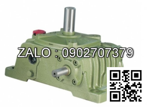 Hộp giảm tốc dạng vuông góc thân đứng vỏ gang , size : 50 , tỉ số truyền 1/60 cốt đầu ra chỉ lên phía trên Model : VW ( WPO )
