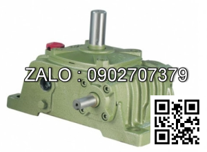 Hộp giảm tốc dạng vuông góc thân đứng vỏ gang , size : 175 , tỉ số truyền 1/15 cốt đầu ra chỉ lên phía trên Model : VW ( WPO )