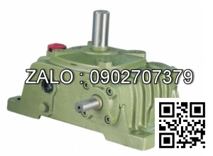 Hộp giảm tốc dạng vuông góc thân đứng vỏ gang , size : 250 , tỉ số truyền 1/40 cốt đầu ra chỉ lên phía trên Model : VW ( WPO )