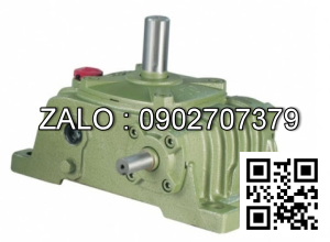 Hộp giảm tốc dạng vuông góc thân đứng vỏ gang , size : 250 , tỉ số truyền 1/15 cốt đầu ra chỉ lên phía trên Model : VW ( WPO )