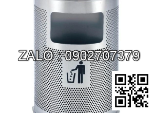 Thùng rác inox bán nguyệt có gạt tàn thuốc A55