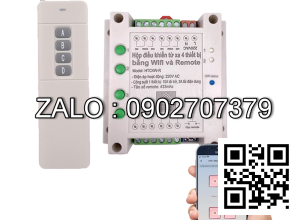 Hộp điều khiển từ xa 4 thiết bị bằng wifi và remote tuya HTC4W-R