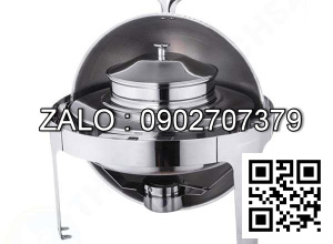 Nồi Soup Buffet Tròn Chân Vàng Nắp Pc Nhìn Thấy Thức Ăn NF2138-G