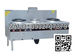 Bếp á Okasu 2 họng gang 1 bầu nước quạt thổi