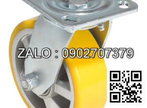 Bánh xe đẩy HBK100 PU nhựa vàng quay Ø100x50 mm