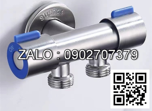 Van Nước 2 cổng xả có điều khiển riêng biệt dạng vòi chia nước. Đường kính van 20mm, Chất liệu bằng Inox