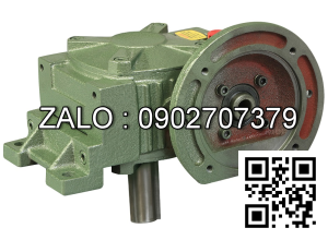 Hộp giảm tốc dạng úp có mặt loa trục vít - bánh vít Yushen vỏ gang , size : 175 , tỉ số truyền 1/25 trục cốt ra hướng xuống dưới Model : WPDX