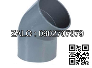 Co nhựa PVC 45 do, phi 60mm, dày 1.5mm, 2 đầu dán keo