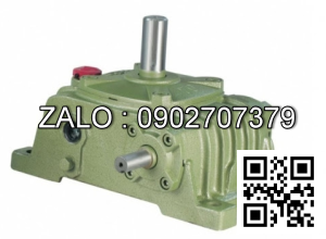 Hộp giảm tốc dạng vuông góc thân đứng vỏ gang , size : 40 , tỉ số truyền 1/10 cốt đầu ra chỉ lên phía trên Model : VW ( WPO )