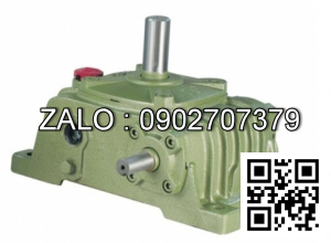Hộp giảm tốc dạng vuông góc thân đứng vỏ gang , size : 50 , tỉ số truyền 1/30 cốt đầu ra chỉ lên phía trên Model : VW ( WPO )