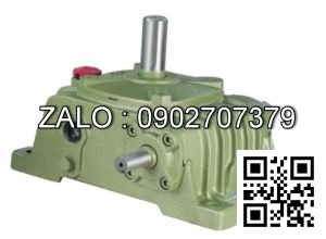 Hộp giảm tốc dạng vuông góc thân đứng vỏ gang , size : 60 , tỉ số truyền 1/50 cốt đầu ra chỉ lên phía trên Model : VW ( WPO )