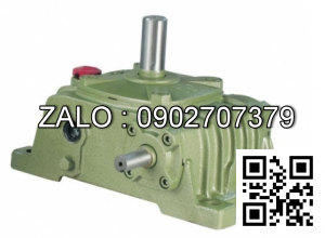Hộp giảm tốc dạng vuông góc thân đứng vỏ gang , size : 60 , tỉ số truyền 1/10 cốt đầu ra chỉ lên phía trên Model : VW ( WPO )