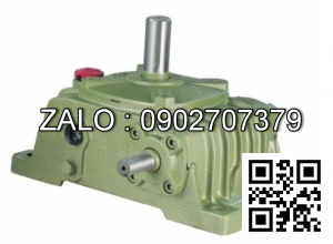 Hộp giảm tốc dạng vuông góc thân đứng vỏ gang , size : 135 , tỉ số truyền 1/10 cốt đầu ra chỉ lên phía trên Model : VW ( WPO )