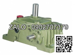 Hộp giảm tốc dạng vuông góc thân đứng vỏ gang , size : 147 , tỉ số truyền 1/25 cốt đầu ra chỉ lên phía trên Model : VW ( WPO )